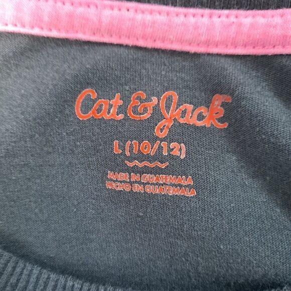 Cat & Jack Brighten Someone's Day Tee Grey Yellow Pink Large (10-12) (Girls) - Picture 4 of 5